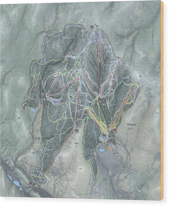 Killington Ski Trail Map - Wood Print - Powderaddicts