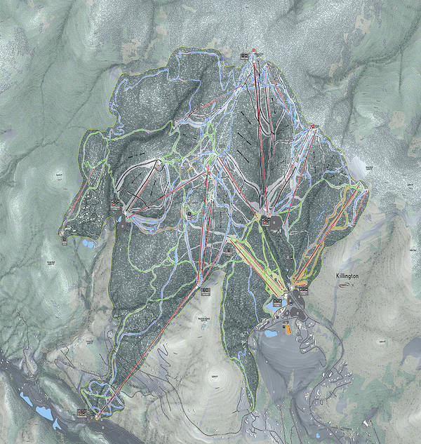 Killington Ski Trail Map - Art Print - Powderaddicts