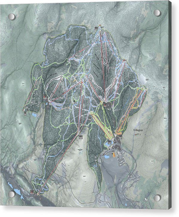 Killington Ski Trail Map - Acrylic Print - Powderaddicts