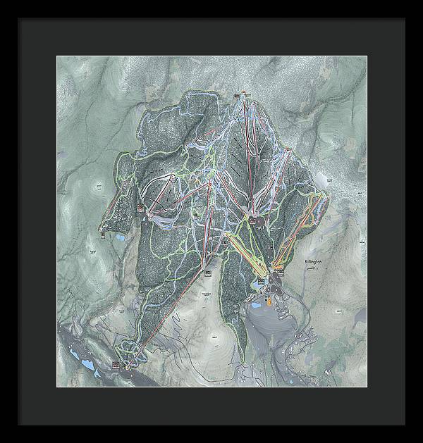 Killington Ski Trail Map - Framed Print - Powderaddicts