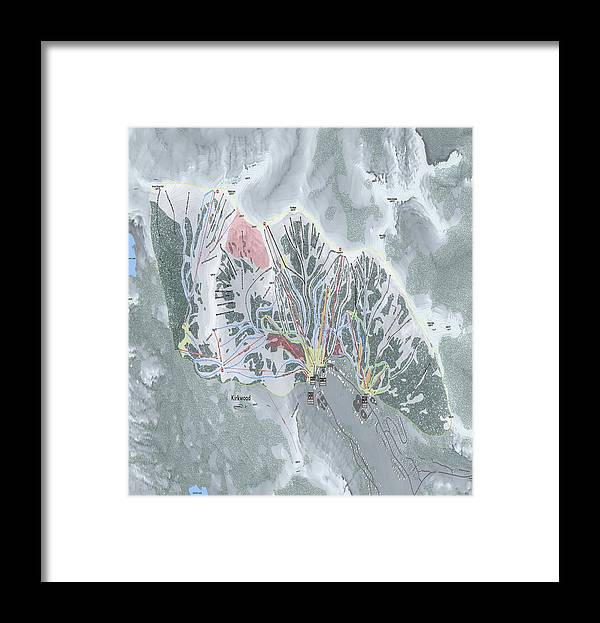 Kirkwood Ski Trail Map - Framed Print - Powderaddicts