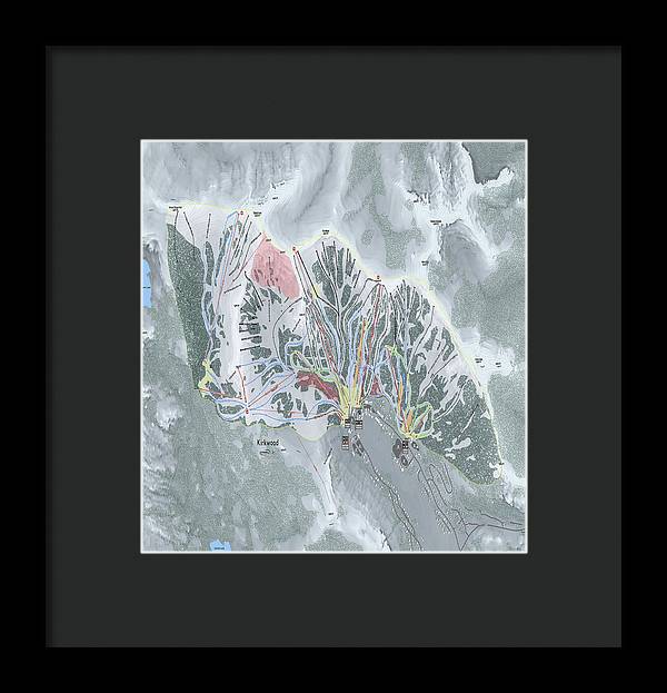 Kirkwood Ski Trail Map - Framed Print - Powderaddicts