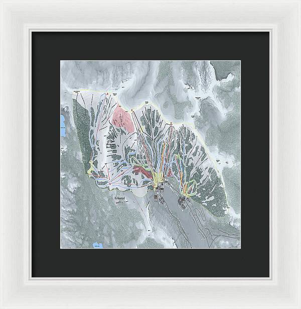 Kirkwood Ski Trail Map - Framed Print - Powderaddicts