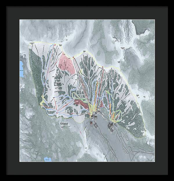 Kirkwood Ski Trail Map - Framed Print - Powderaddicts