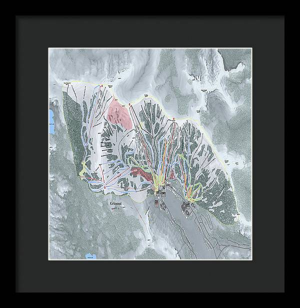 Kirkwood Ski Trail Map - Framed Print - Powderaddicts