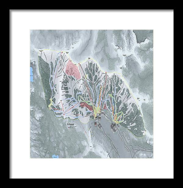 Kirkwood Ski Trail Map - Framed Print - Powderaddicts