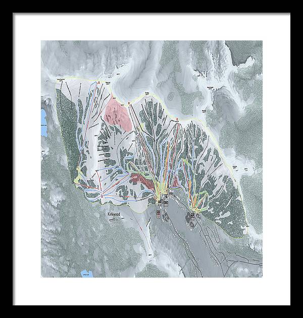 Kirkwood Ski Trail Map - Framed Print - Powderaddicts
