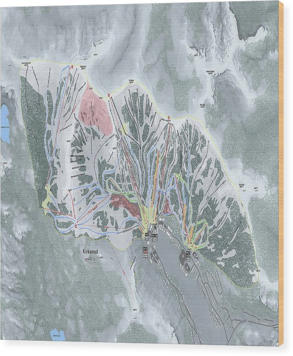 Kirkwood Ski Trail Map - Wood Print - Powderaddicts