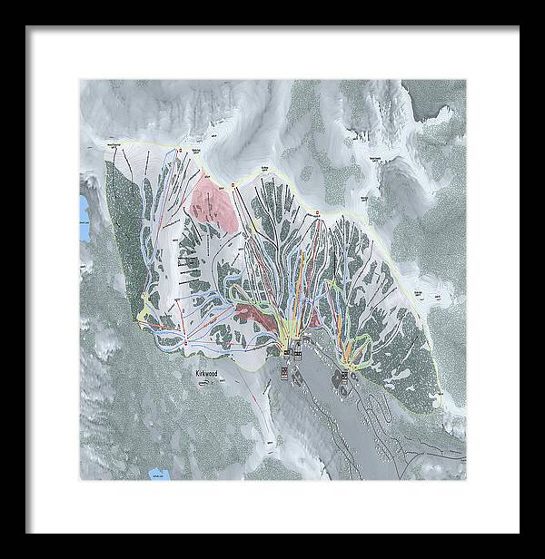 Kirkwood Ski Trail Map - Framed Print - Powderaddicts