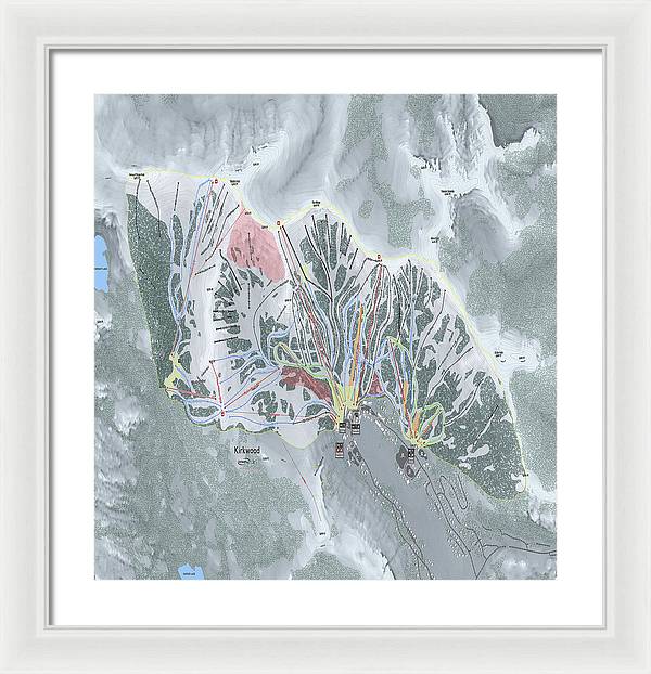 Kirkwood Ski Trail Map - Framed Print - Powderaddicts