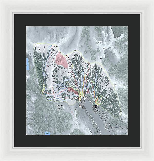 Kirkwood Ski Trail Map - Framed Print - Powderaddicts