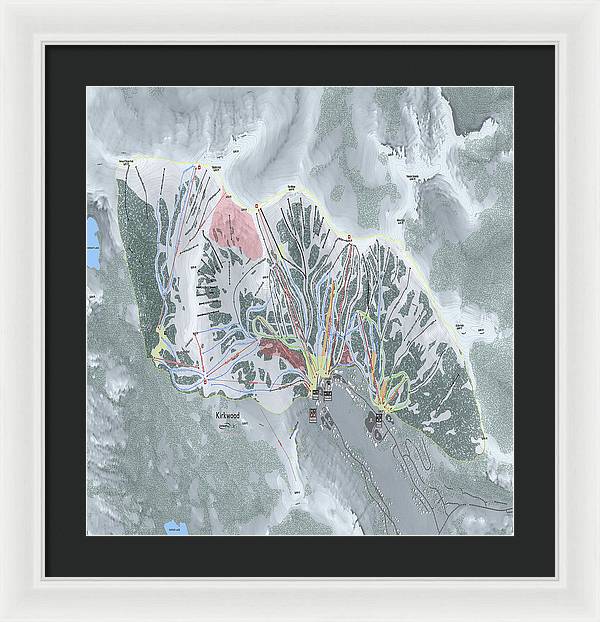 Kirkwood Ski Trail Map - Framed Print - Powderaddicts