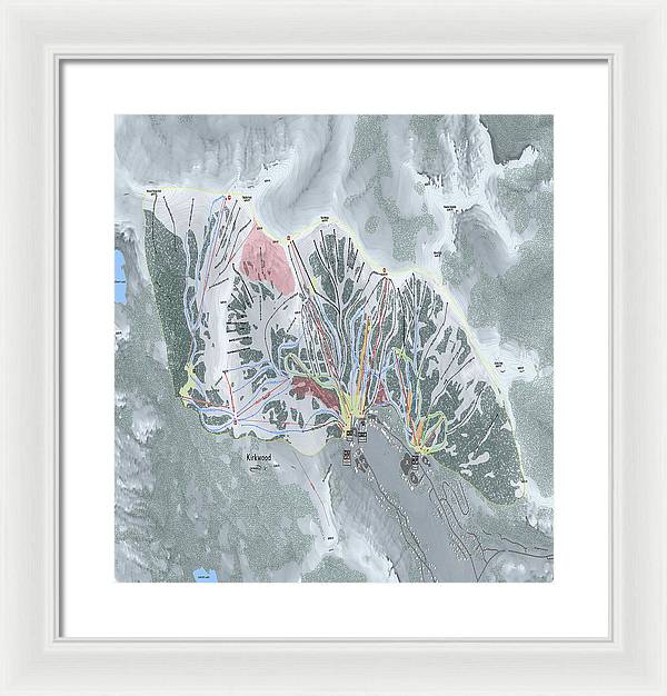Kirkwood Ski Trail Map - Framed Print - Powderaddicts