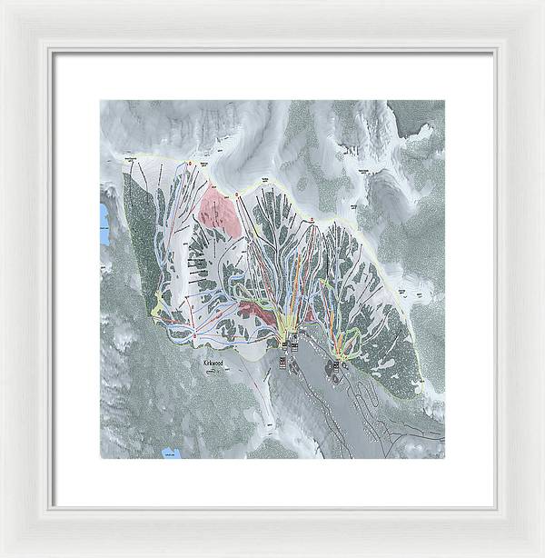 Kirkwood Ski Trail Map - Framed Print - Powderaddicts