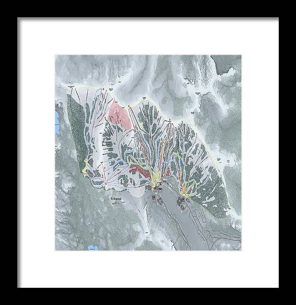 Kirkwood Ski Trail Map - Framed Print - Powderaddicts