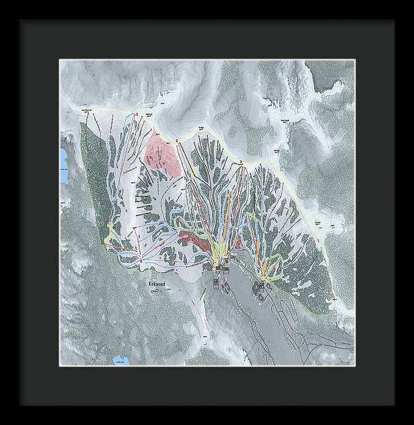 Kirkwood Ski Trail Map - Framed Print - Powderaddicts