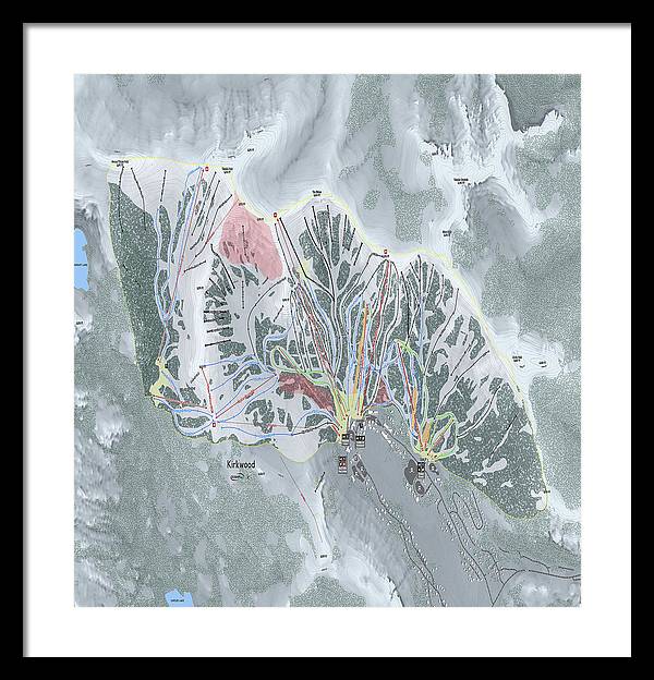 Kirkwood Ski Trail Map - Framed Print - Powderaddicts