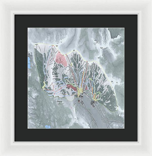 Kirkwood Ski Trail Map - Framed Print - Powderaddicts