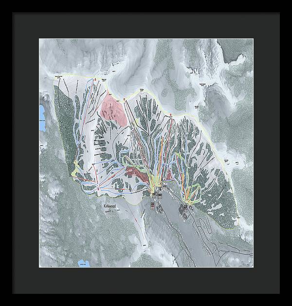 Kirkwood Ski Trail Map - Framed Print - Powderaddicts