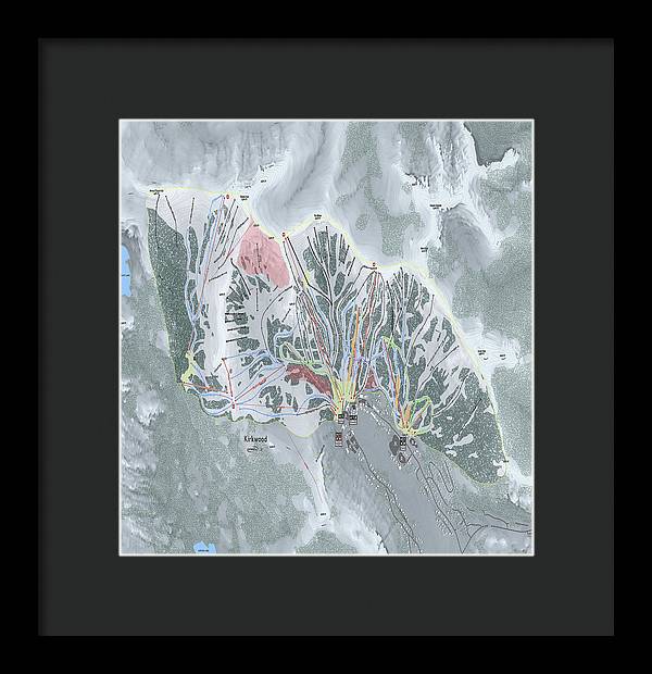 Kirkwood Ski Trail Map - Framed Print - Powderaddicts