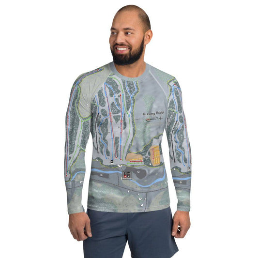 Kissing Bridge, New York Ski Trail Map Men's Base Layer Top - Powderaddicts