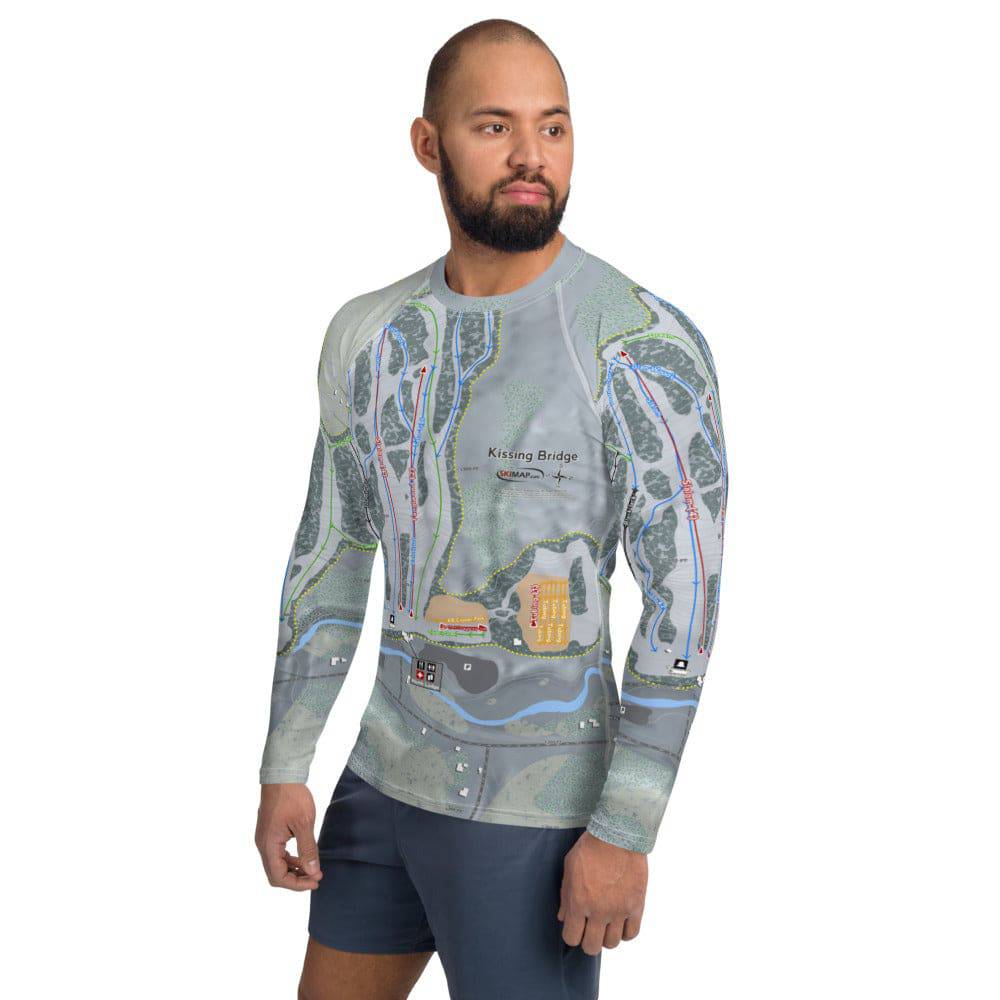 Kissing Bridge, New York Ski Trail Map Men's Base Layer Top - Powderaddicts