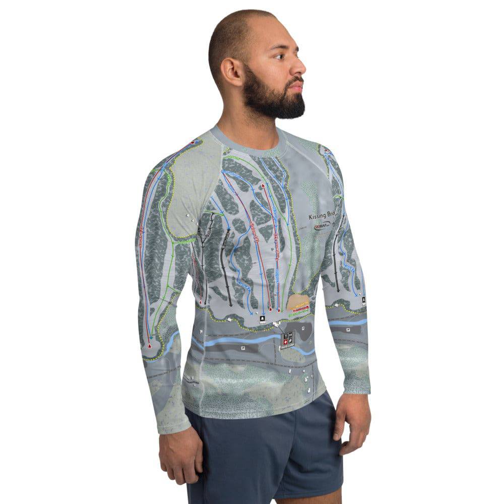 Kissing Bridge, New York Ski Trail Map Men's Base Layer Top - Powderaddicts