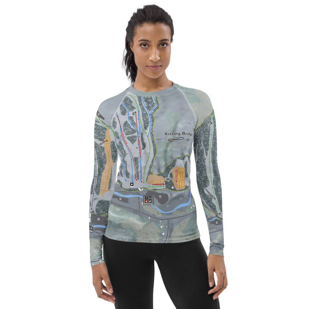 Kissing Bridge, New York Ski Trail Map Women's Base Layer Top