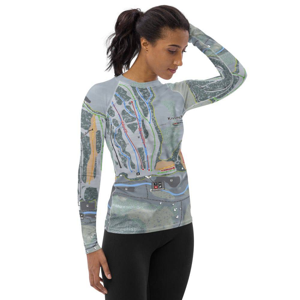 Kissing Bridge, New York Ski Trail Map Women's Base Layer Top - Powderaddicts