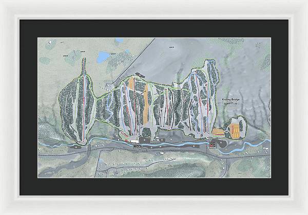 Kissing Bridge Ski Trail Map - Framed Print - Powderaddicts