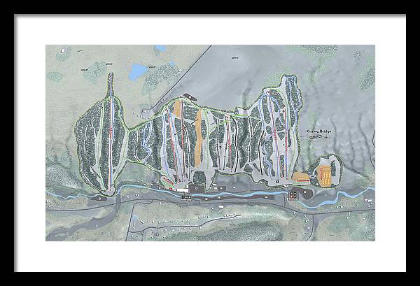 Kissing Bridge Ski Trail Map - Framed Print - Powderaddicts