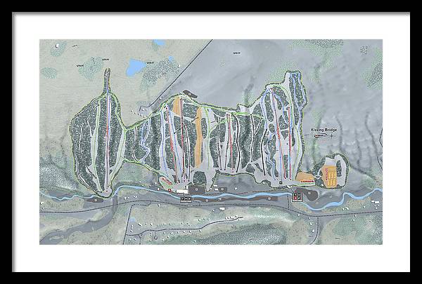 Kissing Bridge Ski Trail Map - Framed Print - Powderaddicts