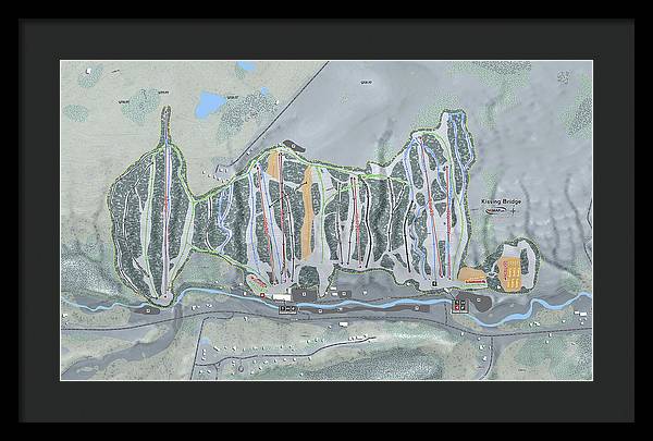 Kissing Bridge Ski Trail Map - Framed Print - Powderaddicts