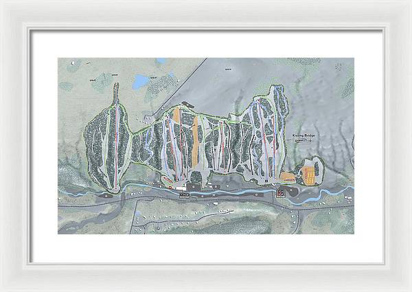 Kissing Bridge Ski Trail Map - Framed Print - Powderaddicts