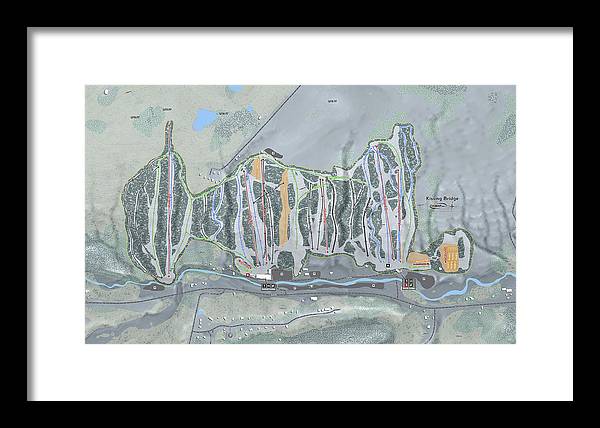Kissing Bridge Ski Trail Map - Framed Print - Powderaddicts