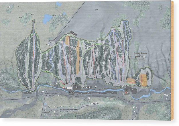 Kissing Bridge Ski Trail Map - Wood Print - Powderaddicts
