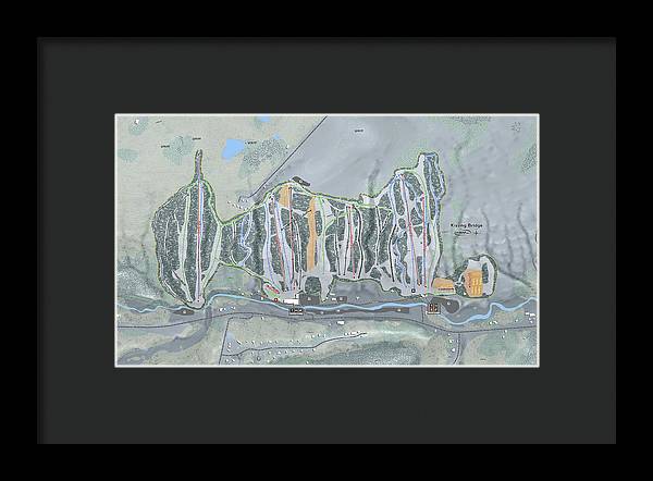 Kissing Bridge Ski Trail Map - Framed Print - Powderaddicts