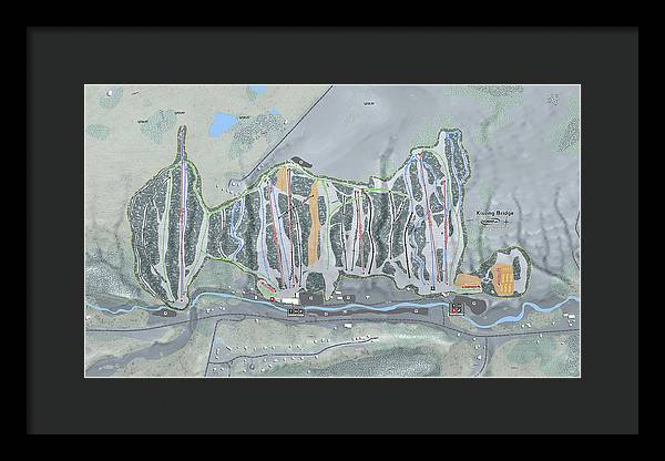 Kissing Bridge Ski Trail Map - Framed Print - Powderaddicts