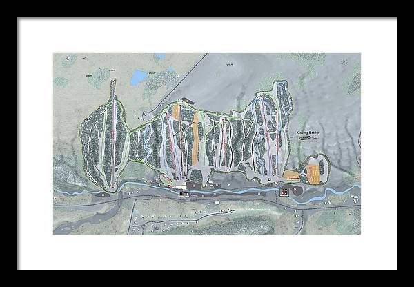 Kissing Bridge Ski Trail Map - Framed Print - Powderaddicts