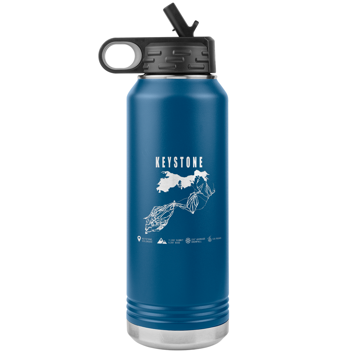 Keystone Colorado Ski Trail Map 32oz Water Bottle Tumbler - Powderaddicts