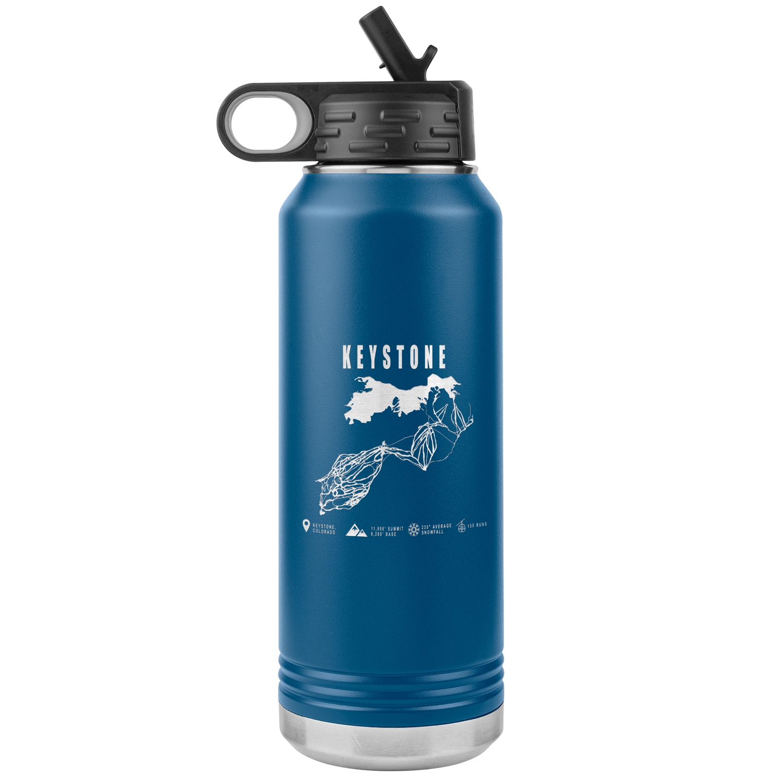 Keystone Colorado Ski Trail Map 32oz Water Bottle Tumbler - Powderaddicts