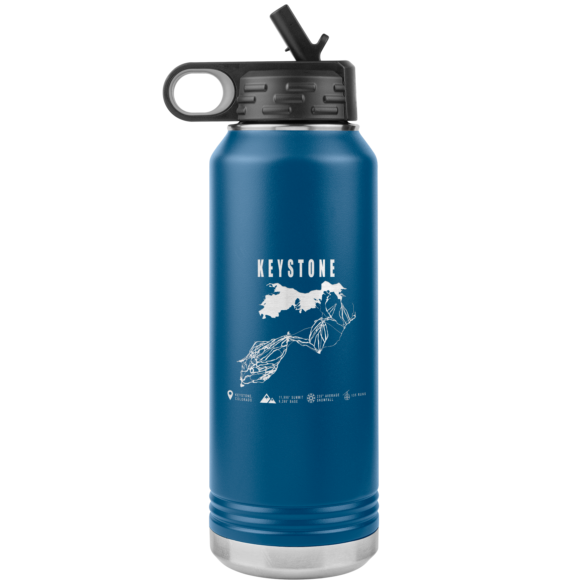 Keystone Colorado Ski Trail Map 32oz Water Bottle Tumbler - Powderaddicts