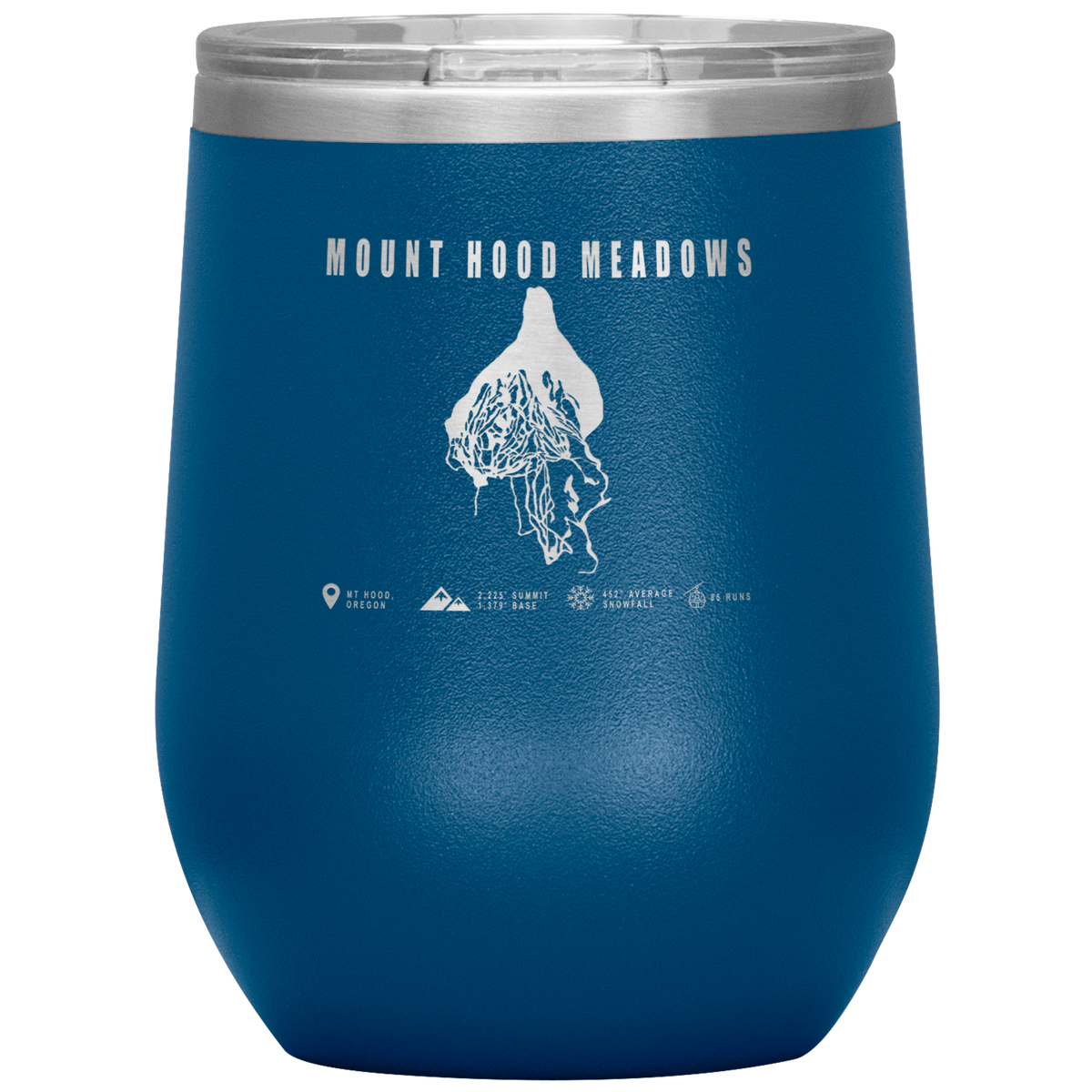 Mount Hood Meadows, Oregon Ski Trail Map Wine 12oz Tumbler - Powderaddicts