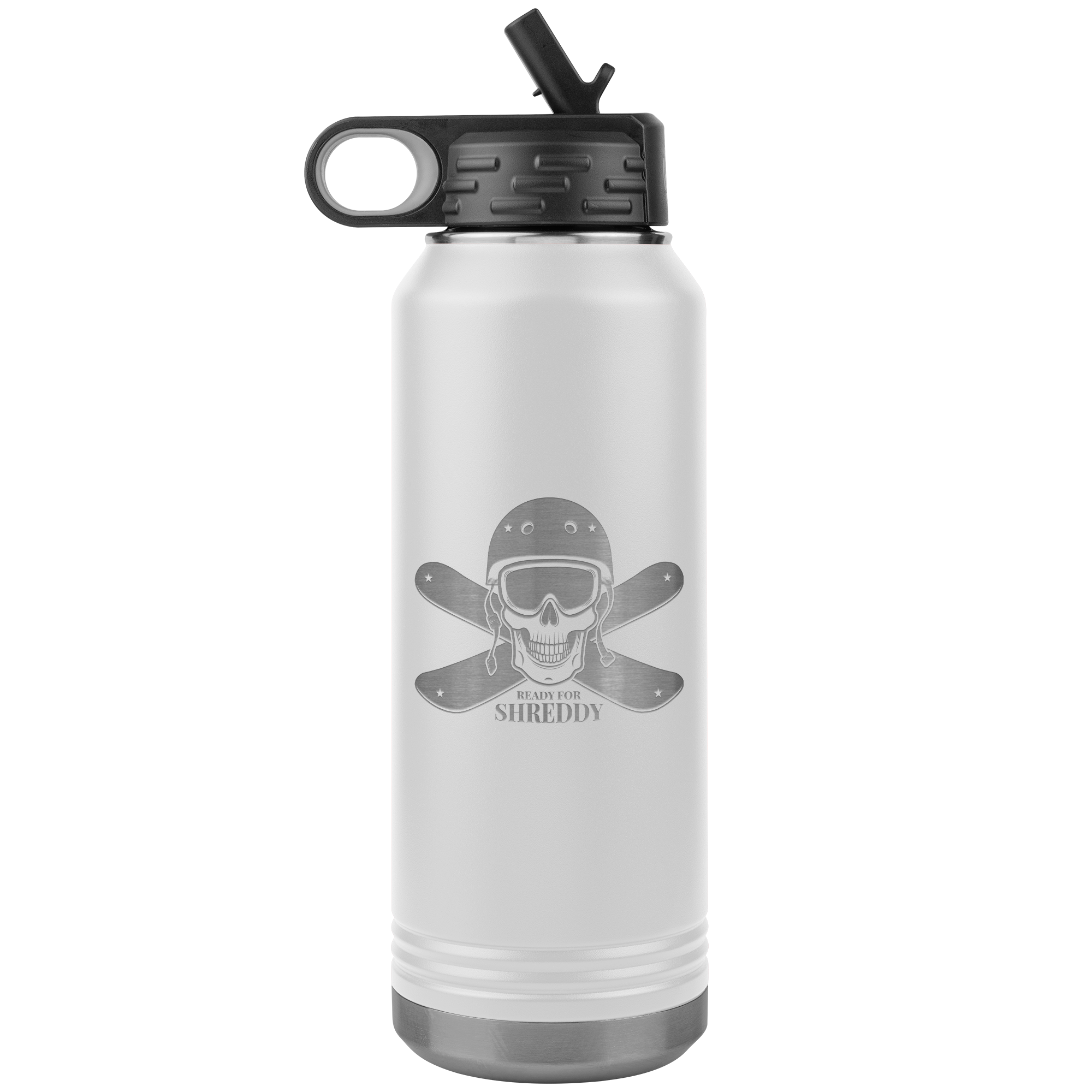 Ready For Shreddy Skeleton Skis 32oz Water Bottle Tumbler - Powderaddicts
