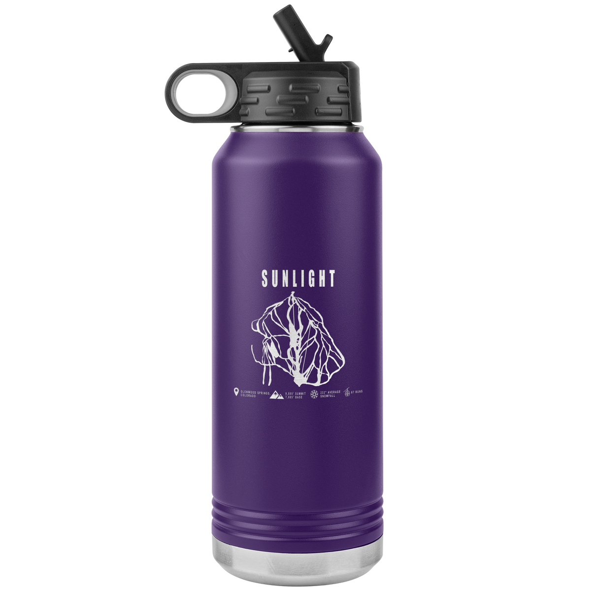 Sunlight Colorado Ski Trail Map 32oz Water Bottle Tumbler - Powderaddicts
