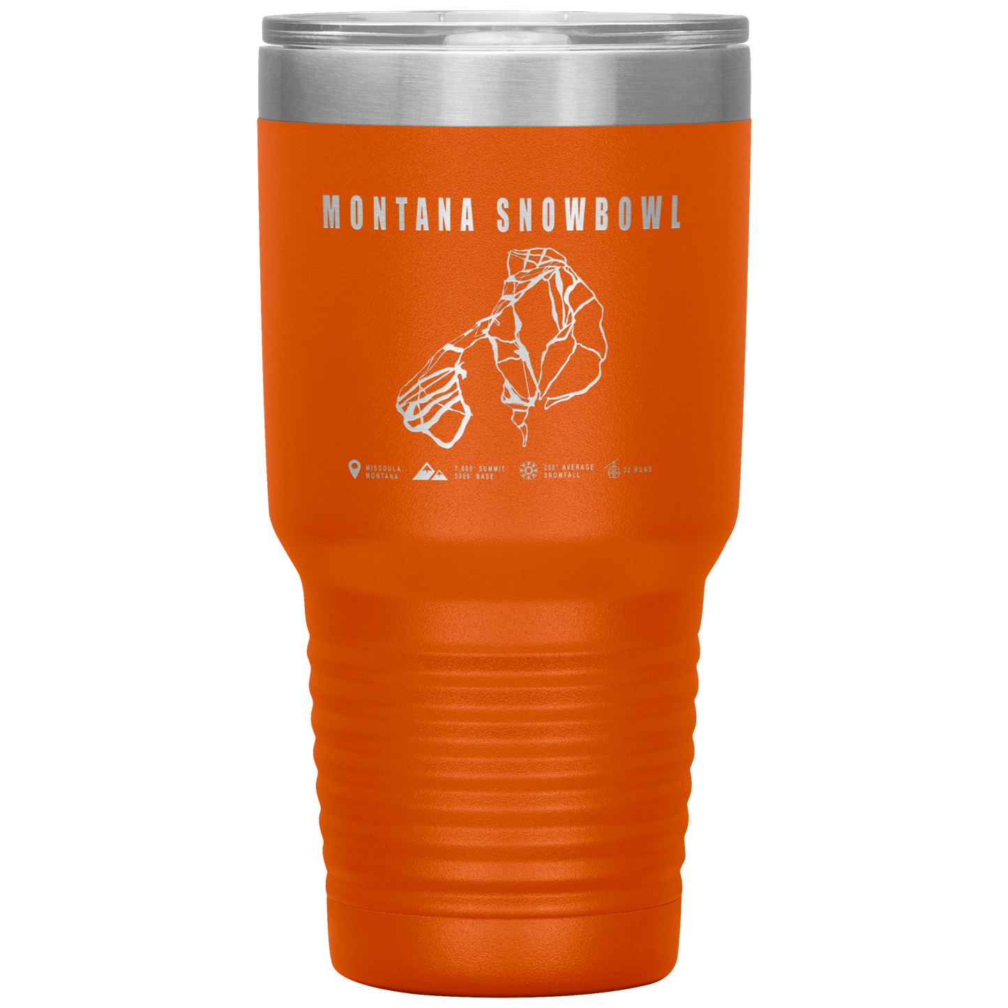 Montana Snowbowl, Montana Ski Trail Map 30oz Tumbler - Powderaddicts