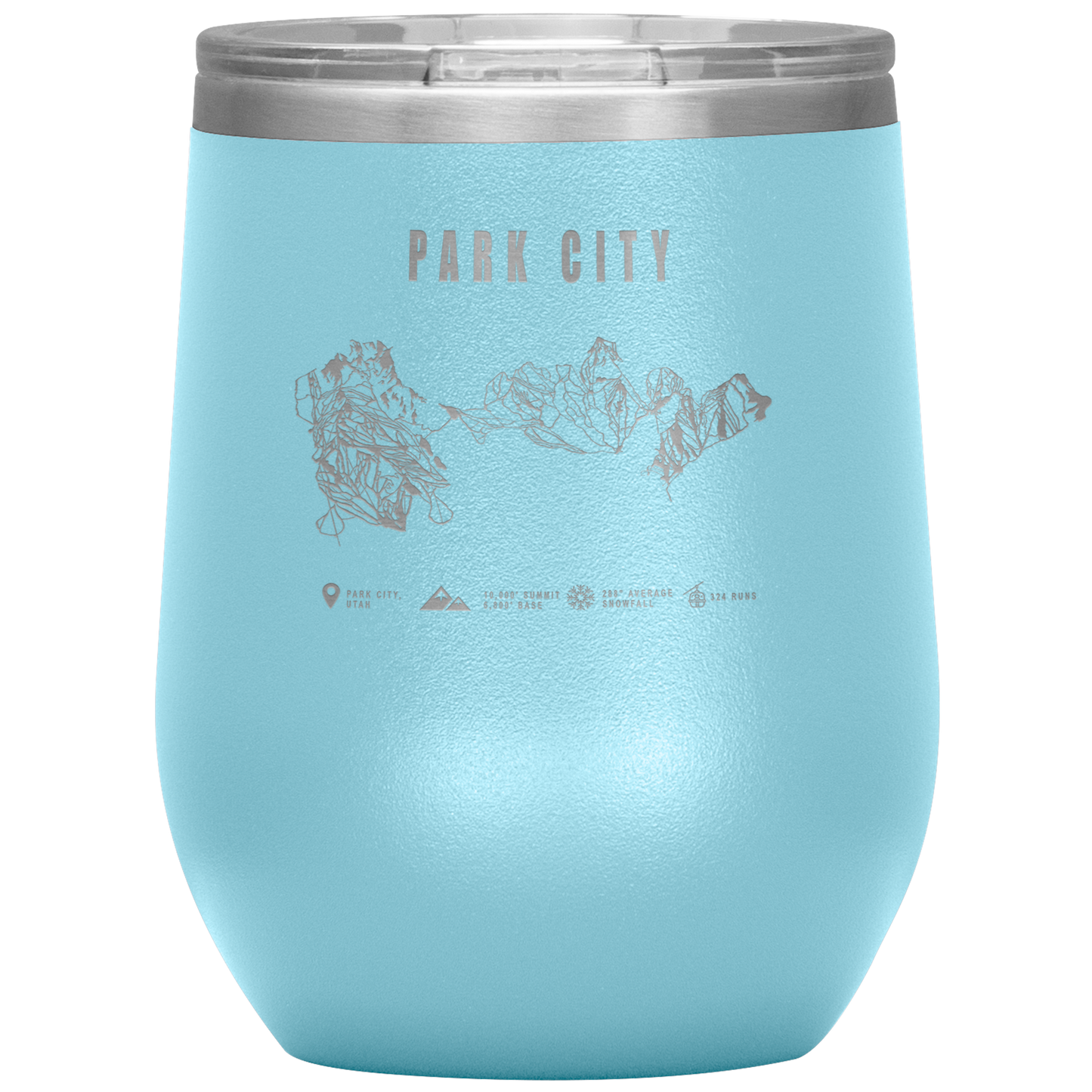 Park city,Utah Ski Trail Map Wine 12oz Tumbler - Powderaddicts