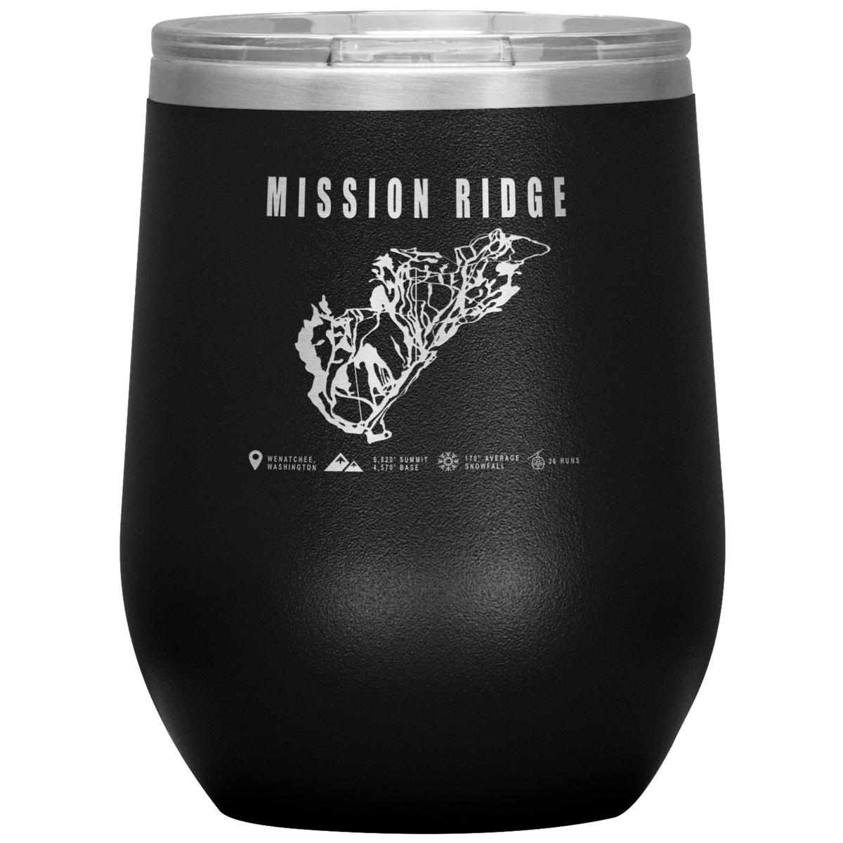 Mission Ridge, Washington Ski Trail Map Wine 12oz Tumbler