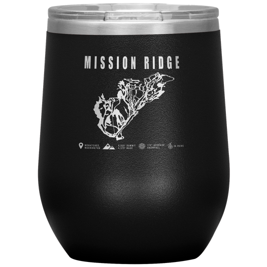 Mission Ridge, Washington Ski Trail Map Wine 12oz Tumbler - Powderaddicts