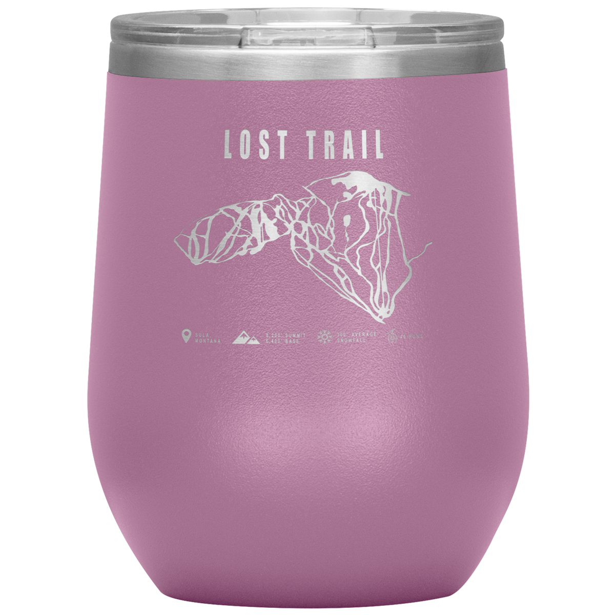 Lost Trail Montana Ski Trail Map Wine 12oz Tumbler - Powderaddicts